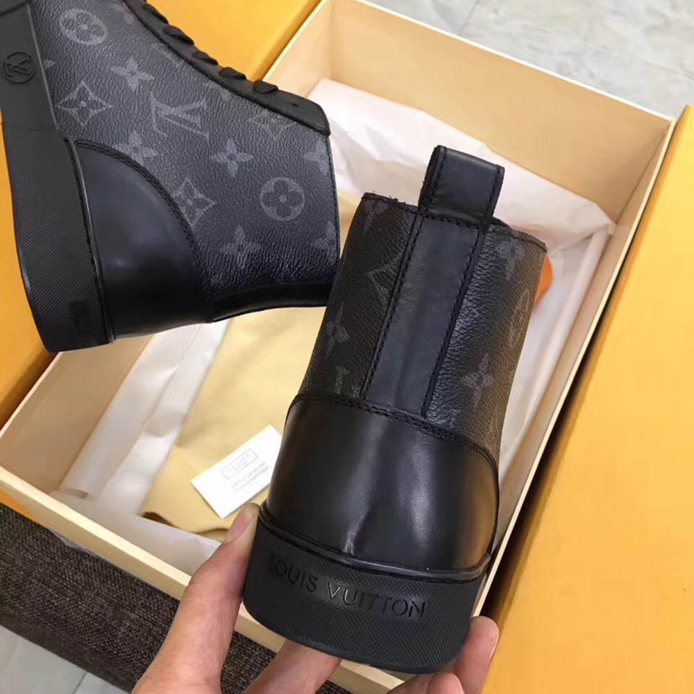 Louis Vuitton Black Leather High Top Sneakers - everydesigner