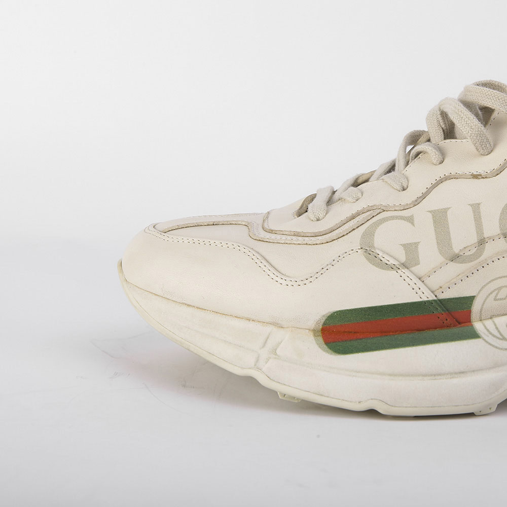 Gucci Rhyton  Logo Ivory Leather Sneaker - everydesigner