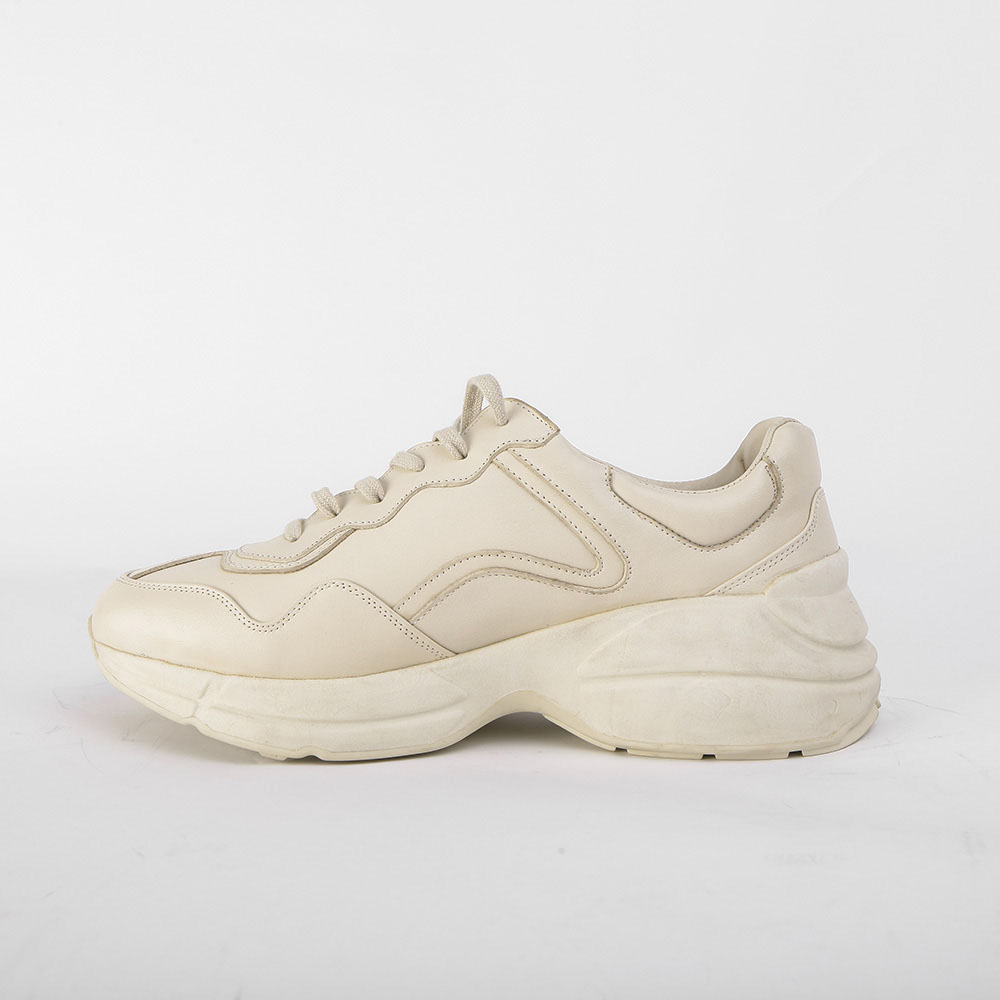 Gucci Rhyton  Logo Ivory Leather Sneaker - everydesigner