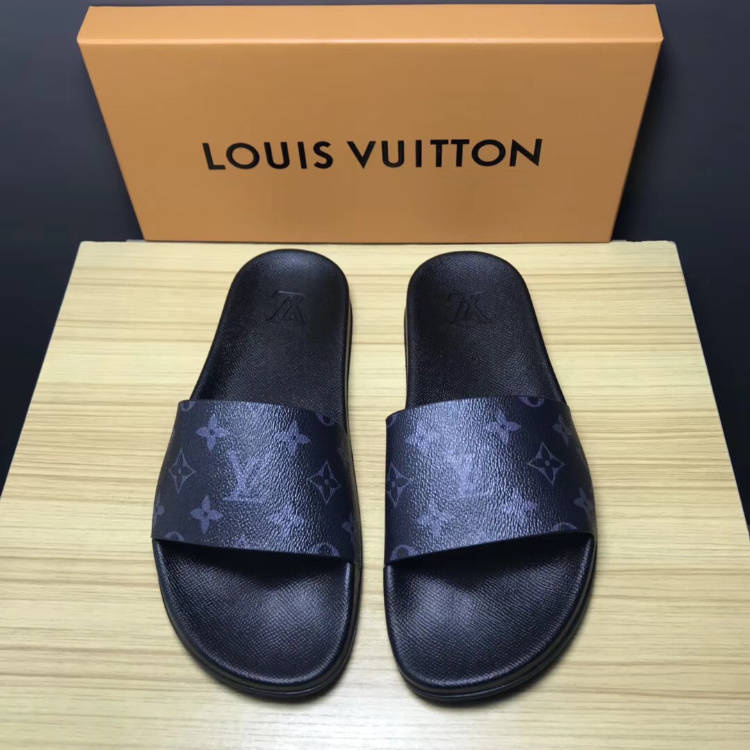 Louis Vuitton Palm Slippers In Balck - everydesigner