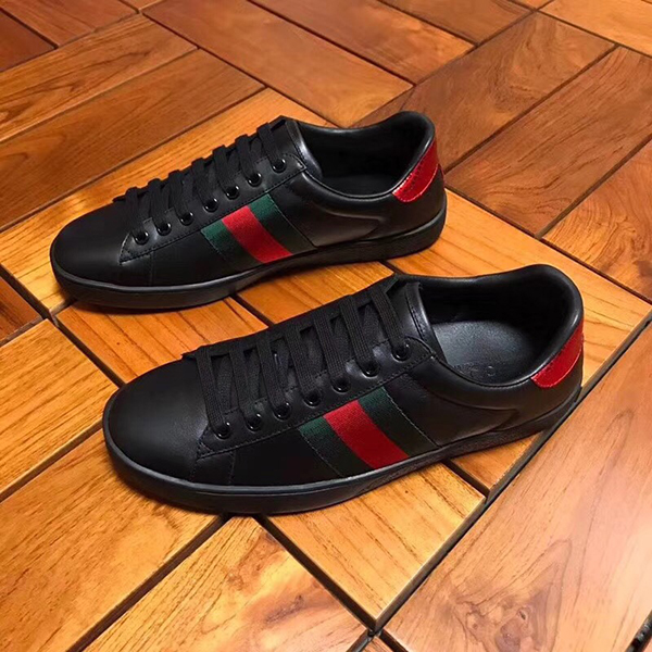 Gucci Ace Black Leather Sneaker - everydesigner