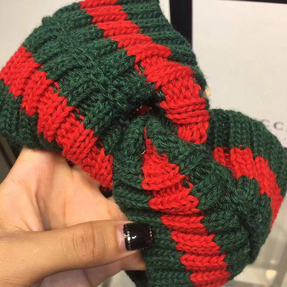 Gucci Green And Red Wool Web Headband  - everydesigner