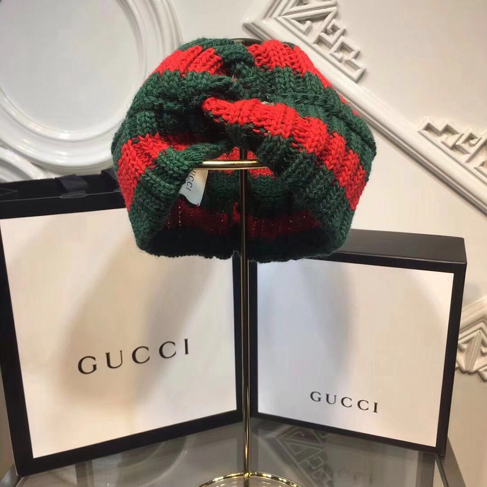 Gucci Green And Red Wool Web Headband  - everydesigner