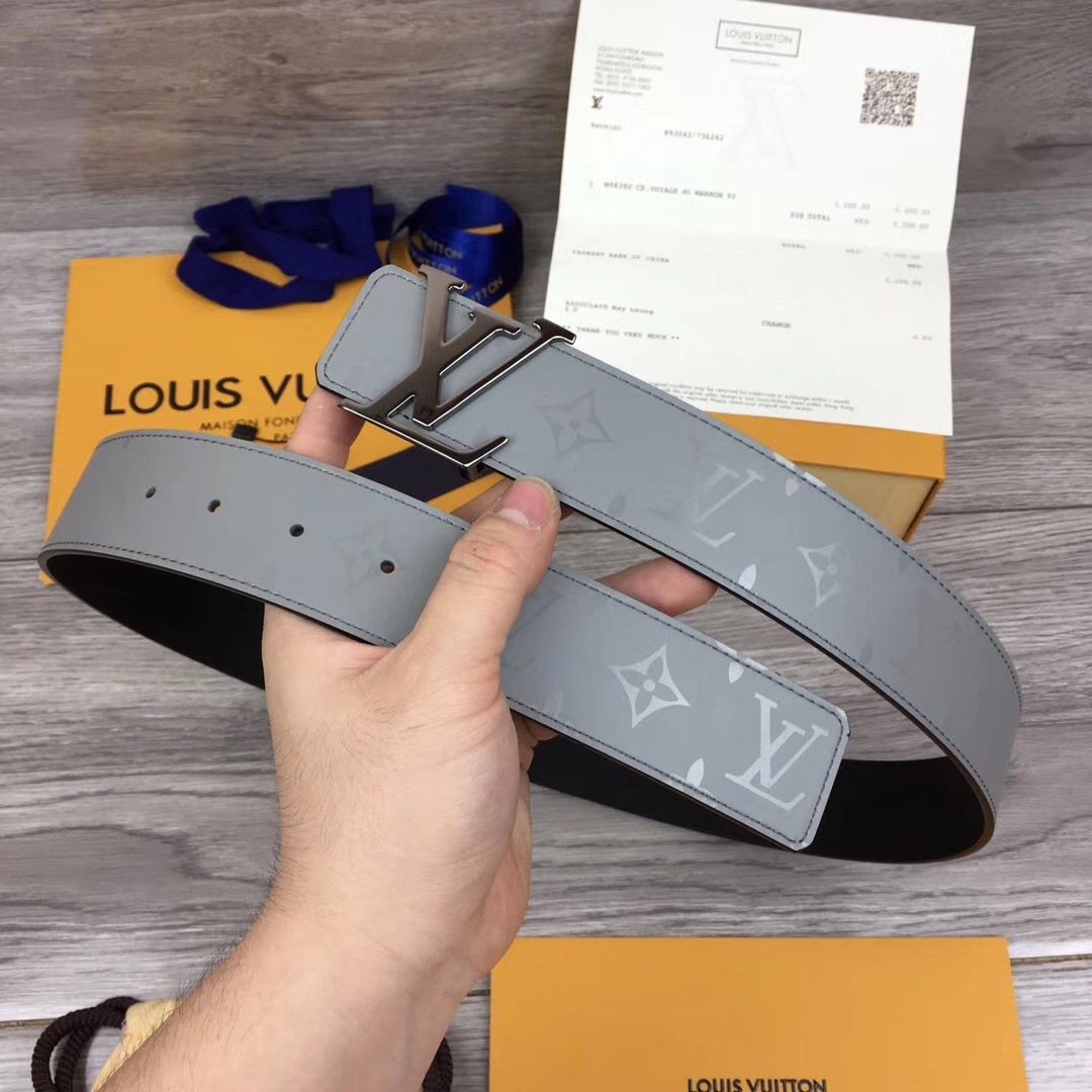 Louis Vuitton Grey 40MM Reversible Belt (Gun Color Buckle) - everydesigner