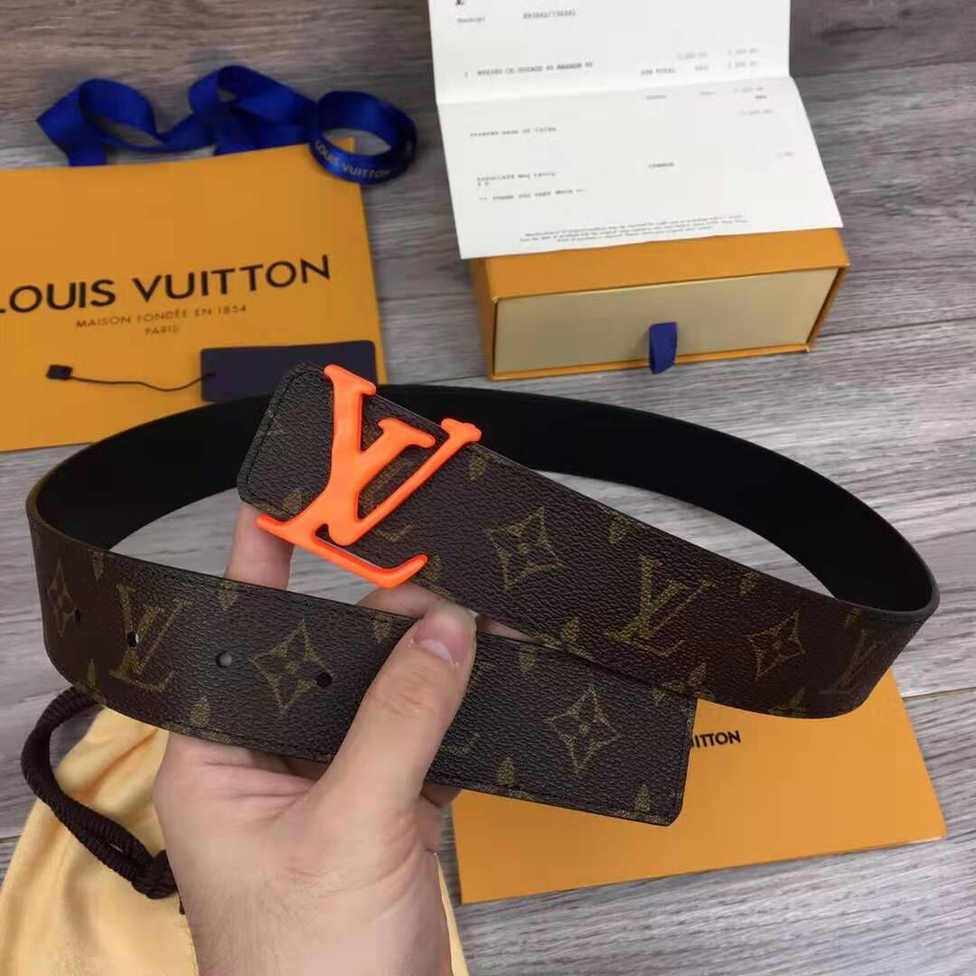 Louis Vuitton Shape Monogram Belt With Orange Buckle - everydesigner