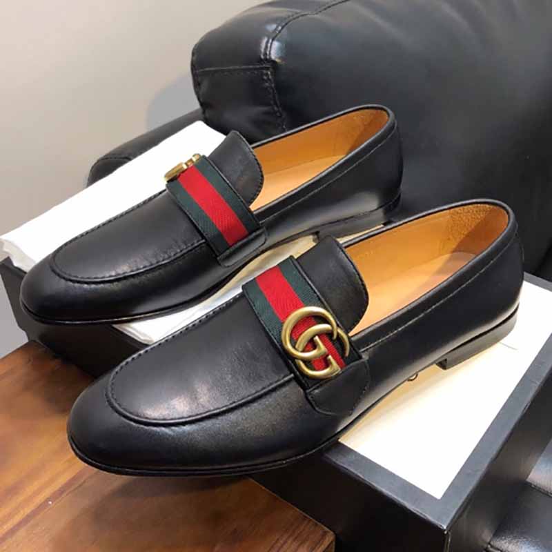 Gucci Leather Loafer With GG Web - everydesigner