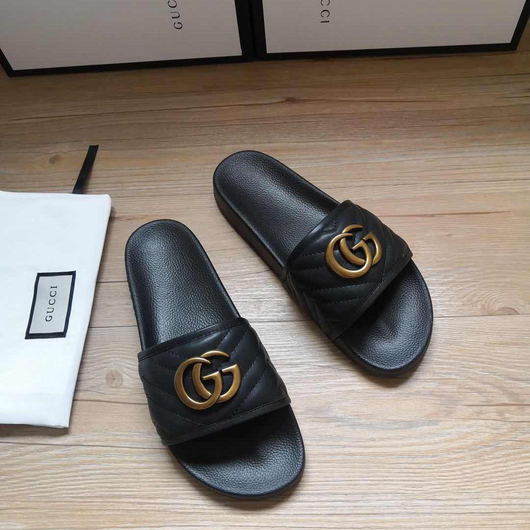 Gucci Black Double G Slippers - everydesigner