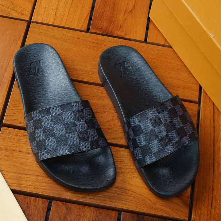 Louis Vuitton Black Damier Sandals - everydesigner