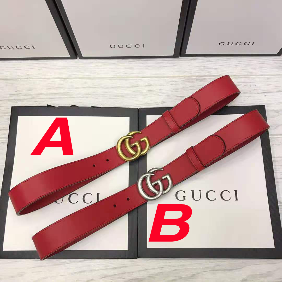 Gucci Red Leather Belt With Double G Buckle - everydesigner