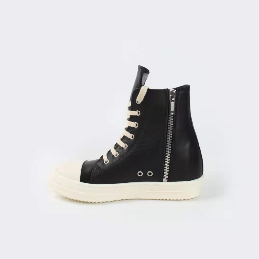 Rick Owens Black Leather High Top Sneakers - everydesigner