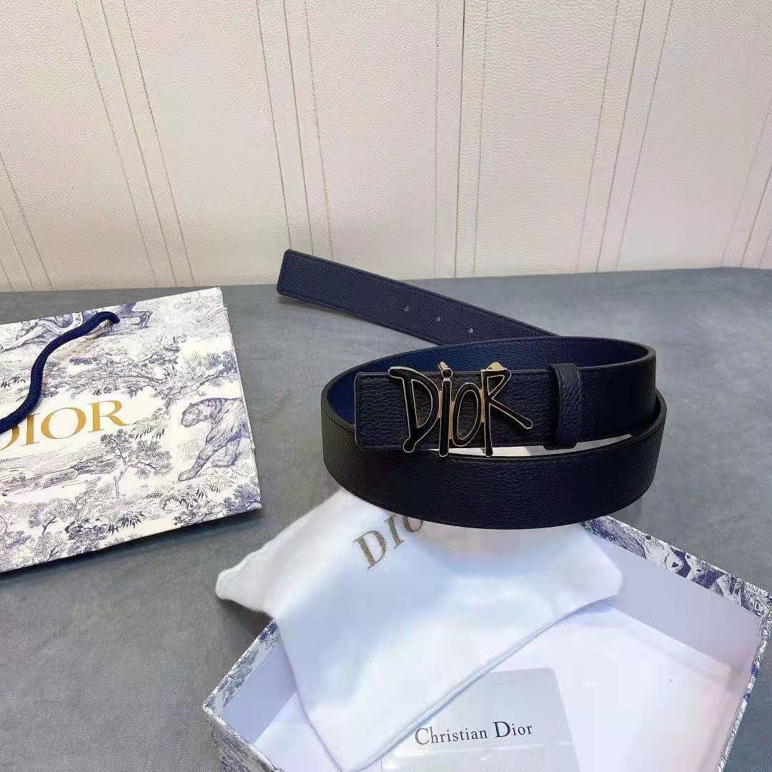 Dior Leather Belt With 'DIOR' Buckle - everydesigner