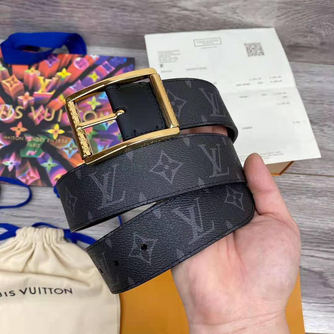 Louis Vuitton Monogram Belt with Golden Buckle - everydesigner