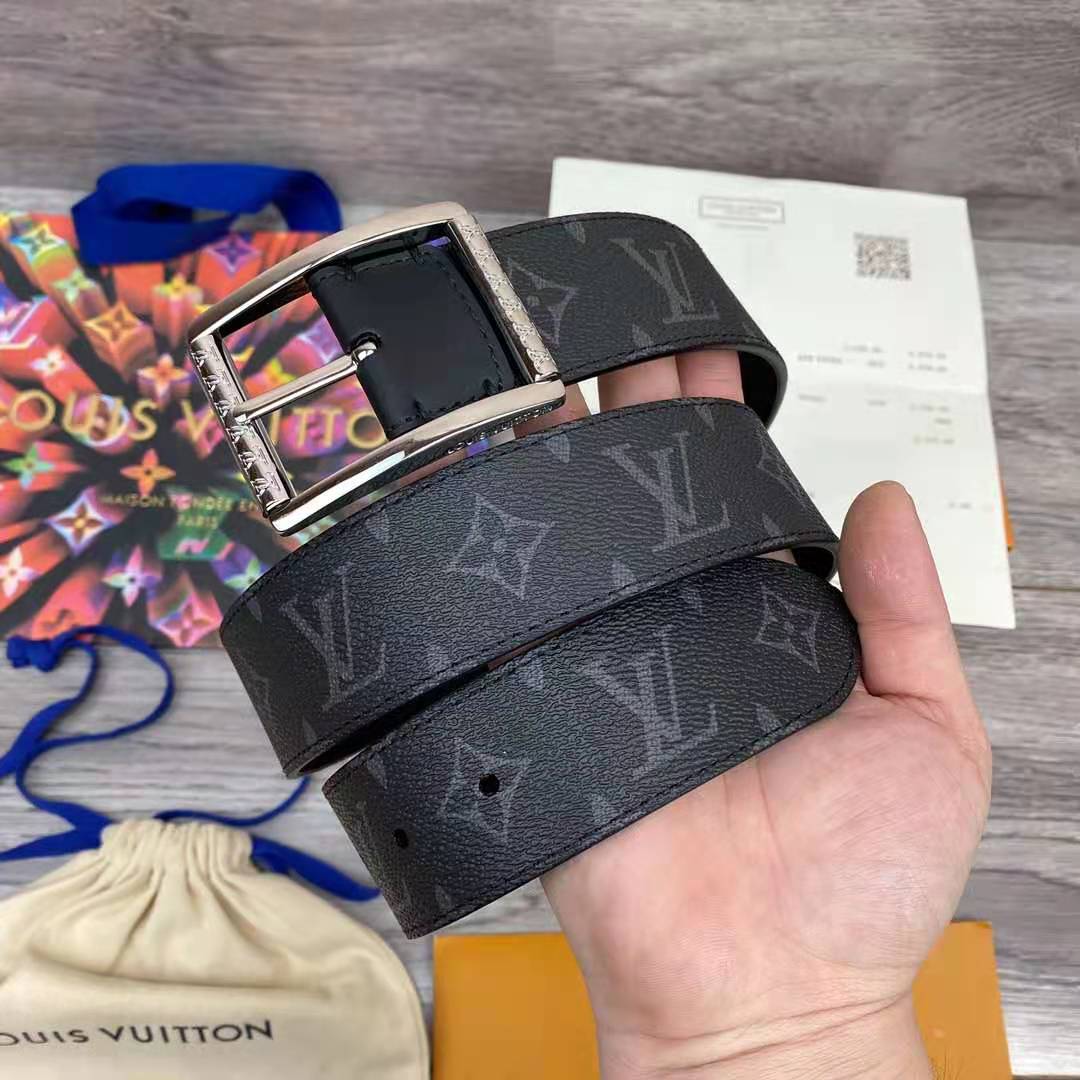 Louis Vuitton Monogram Belt with Silver Buckle - everydesigner