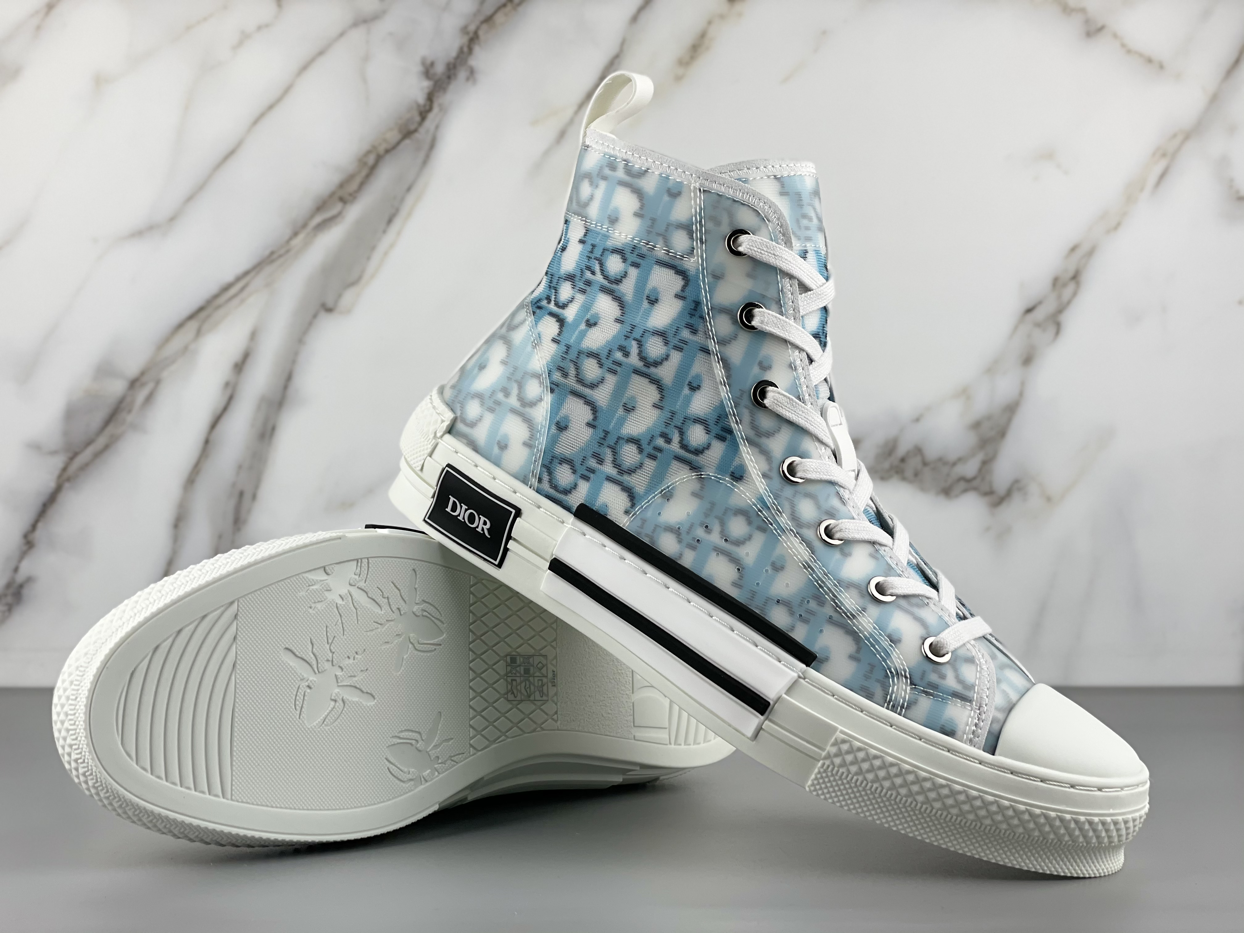 Dior B23 High Top Blue Oblique Pixel  - everydesigner