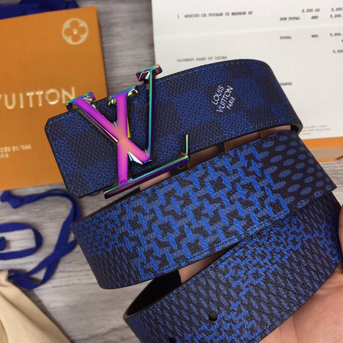 Louis Vuitton Damier 40MM Reversible Belt In Blue - everydesigner