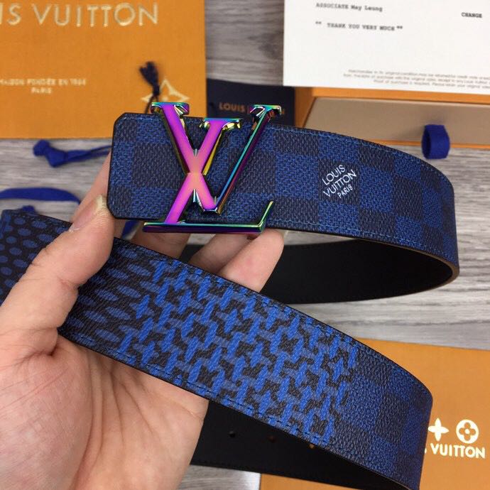 Louis Vuitton Damier 40MM Reversible Belt In Blue - everydesigner