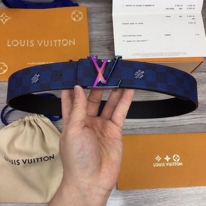 Louis Vuitton Damier 40MM Reversible Belt In Blue - everydesigner