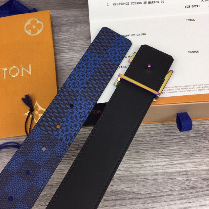 Louis Vuitton Damier 40MM Reversible Belt In Blue - everydesigner