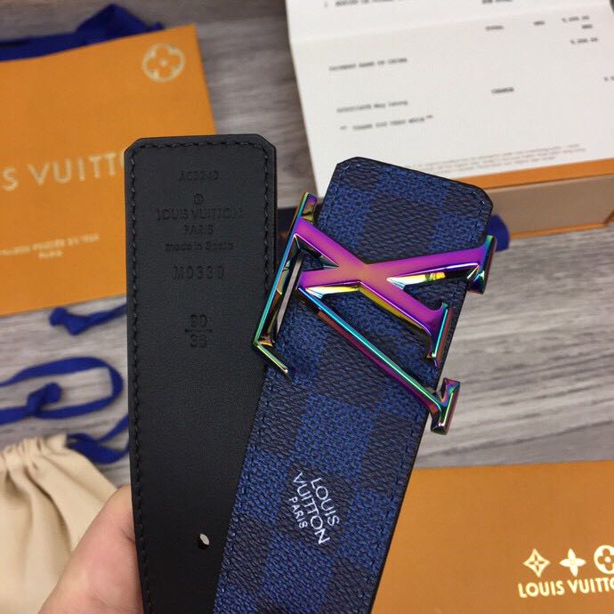 Louis Vuitton Damier 40MM Reversible Belt In Blue - everydesigner