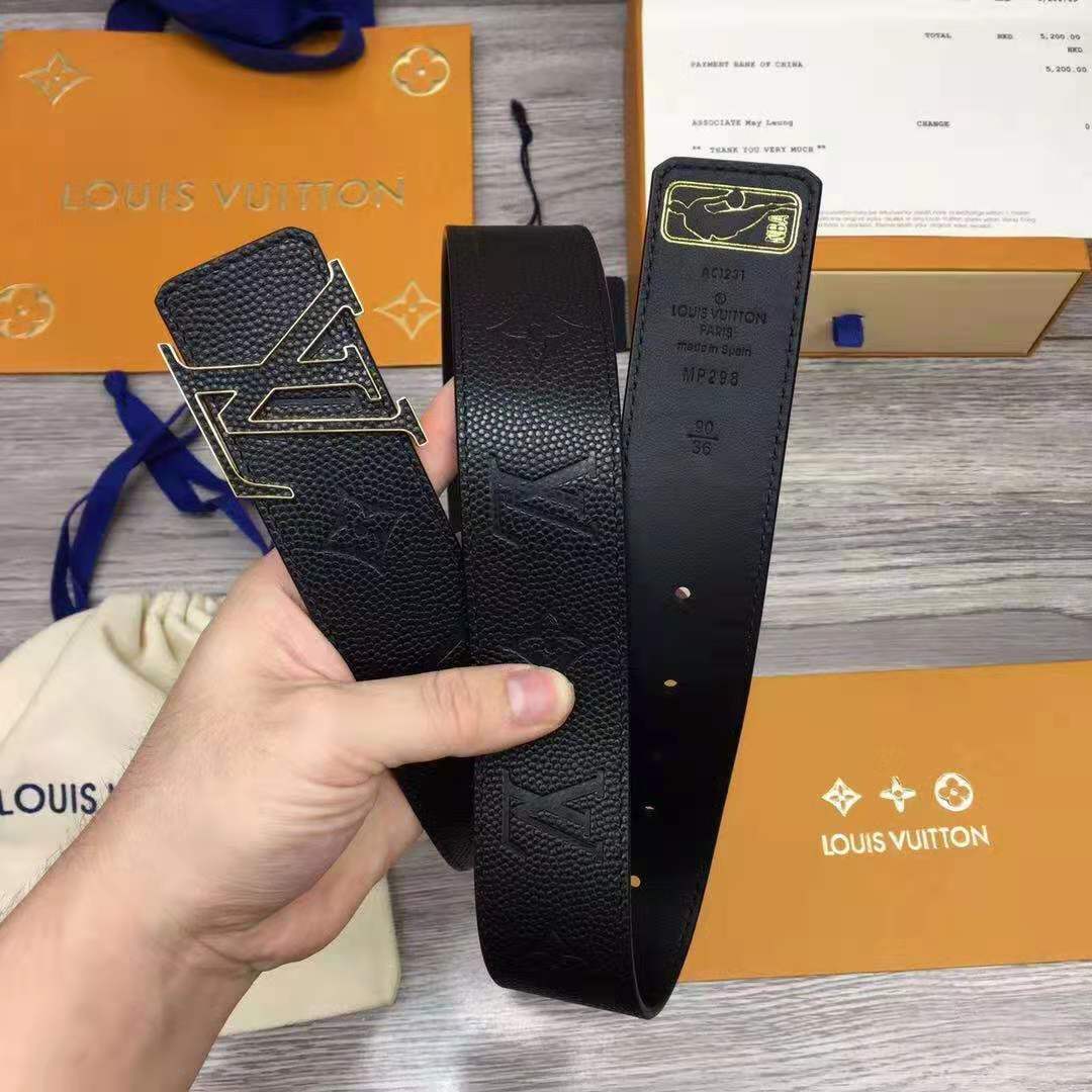 Louis Vuitton LV x NBA LV Initiales Reversible Belt 40 MM Monogram Black in Leather with Gold-tone - everydesigner