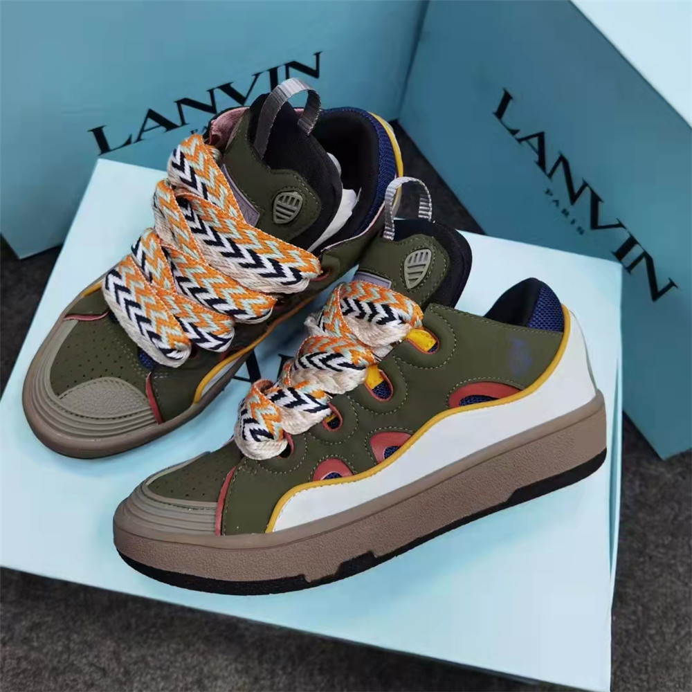 Lanvin Curb Sneaker In Olive Green - everydesigner