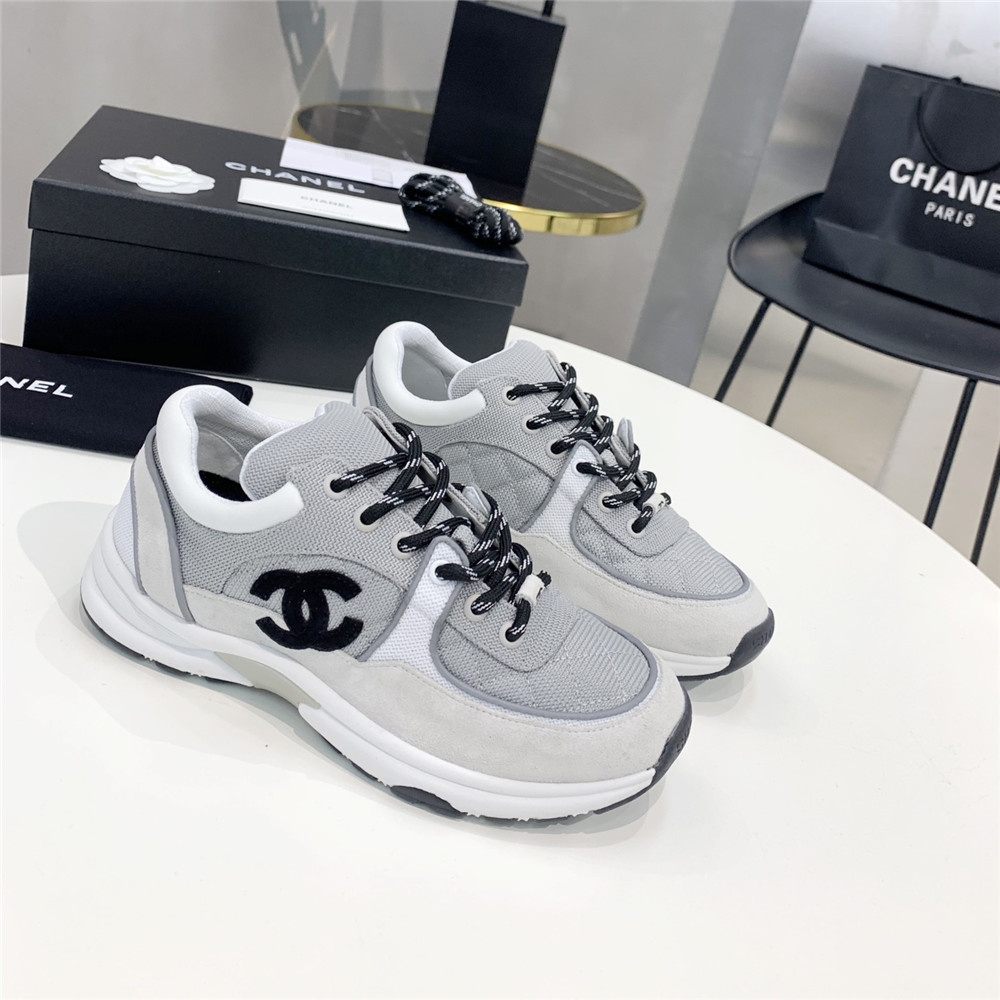 Chanel Fabric&Suede Calfskin Gray&White Sneaker - everydesigner