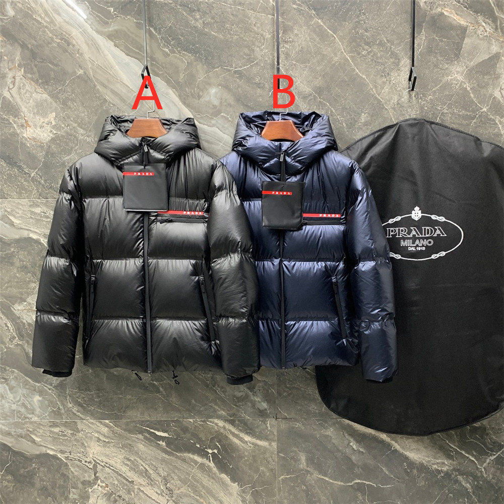 Prada Logo Print Zipper Down Jacket(Inseparable Hat) - everydesigner