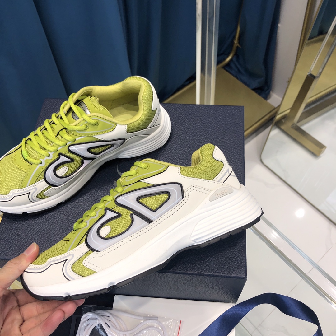 Dior B30 Sneaker Yellow Mesh And White Technical Fabric - everydesigner