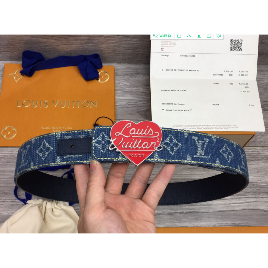 Louis Vuitton Denim 40MM Reversible Belt In Blue - everydesigner