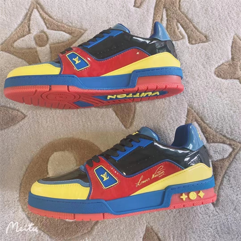 Louis Vuitton Trainer Sneaker Blue&Yellow&Red - everydesigner