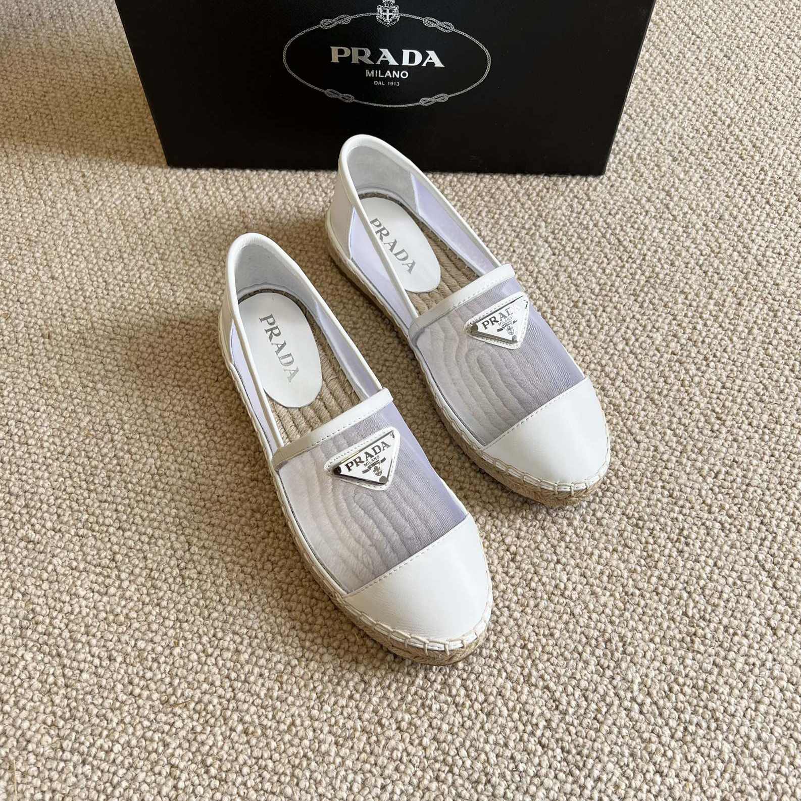 Prada  Logo  Woman White Loafers - everydesigner