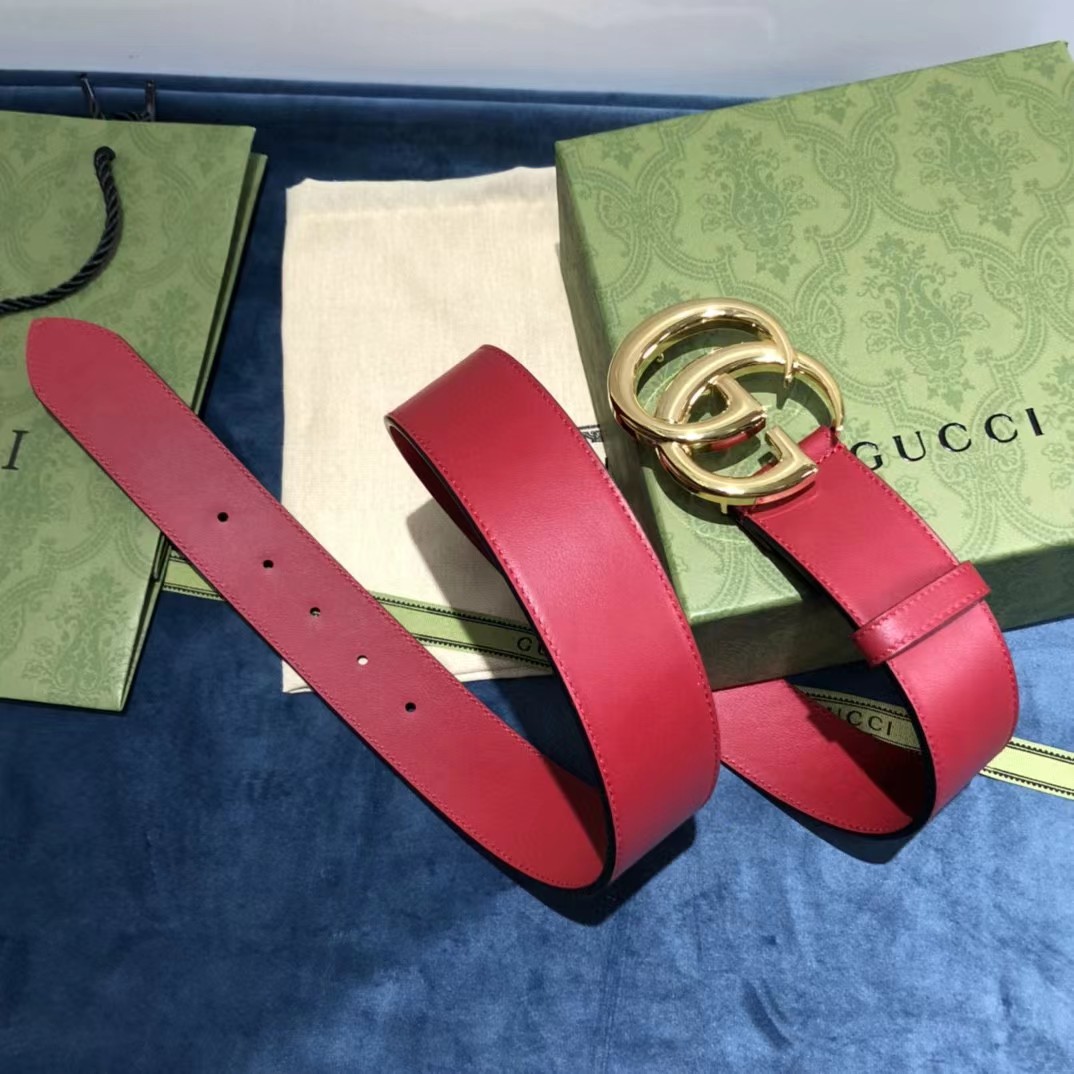 Gucci Red Belt With Double G Buckle - everydesigner