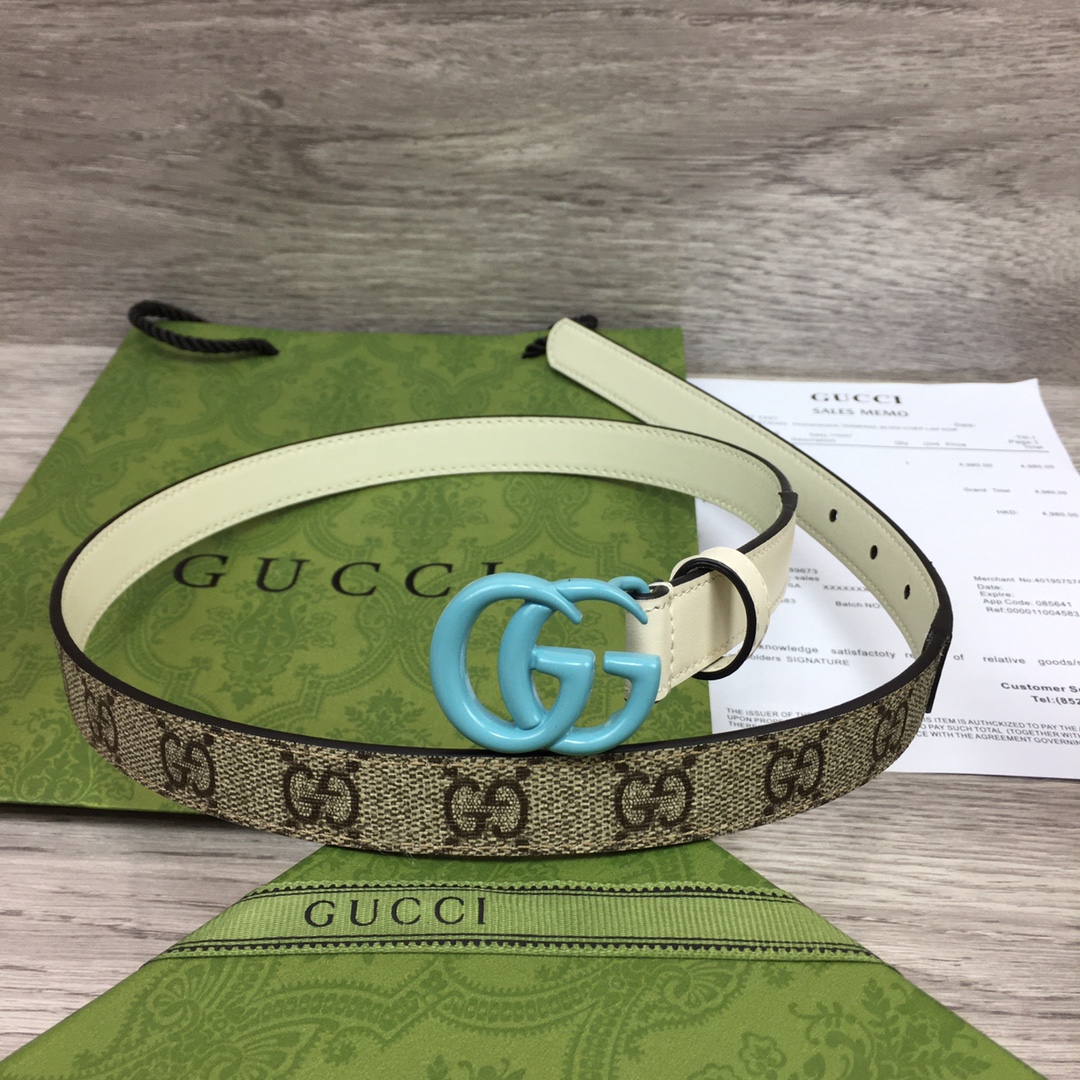 Gucci  Leather Belt With Double G Buckle  (2cm) - everydesigner