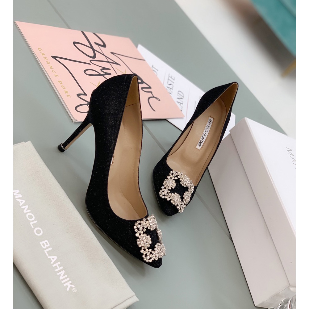 Manolo Blahnik Black Hangisi Pumps With Buckle - everydesigner