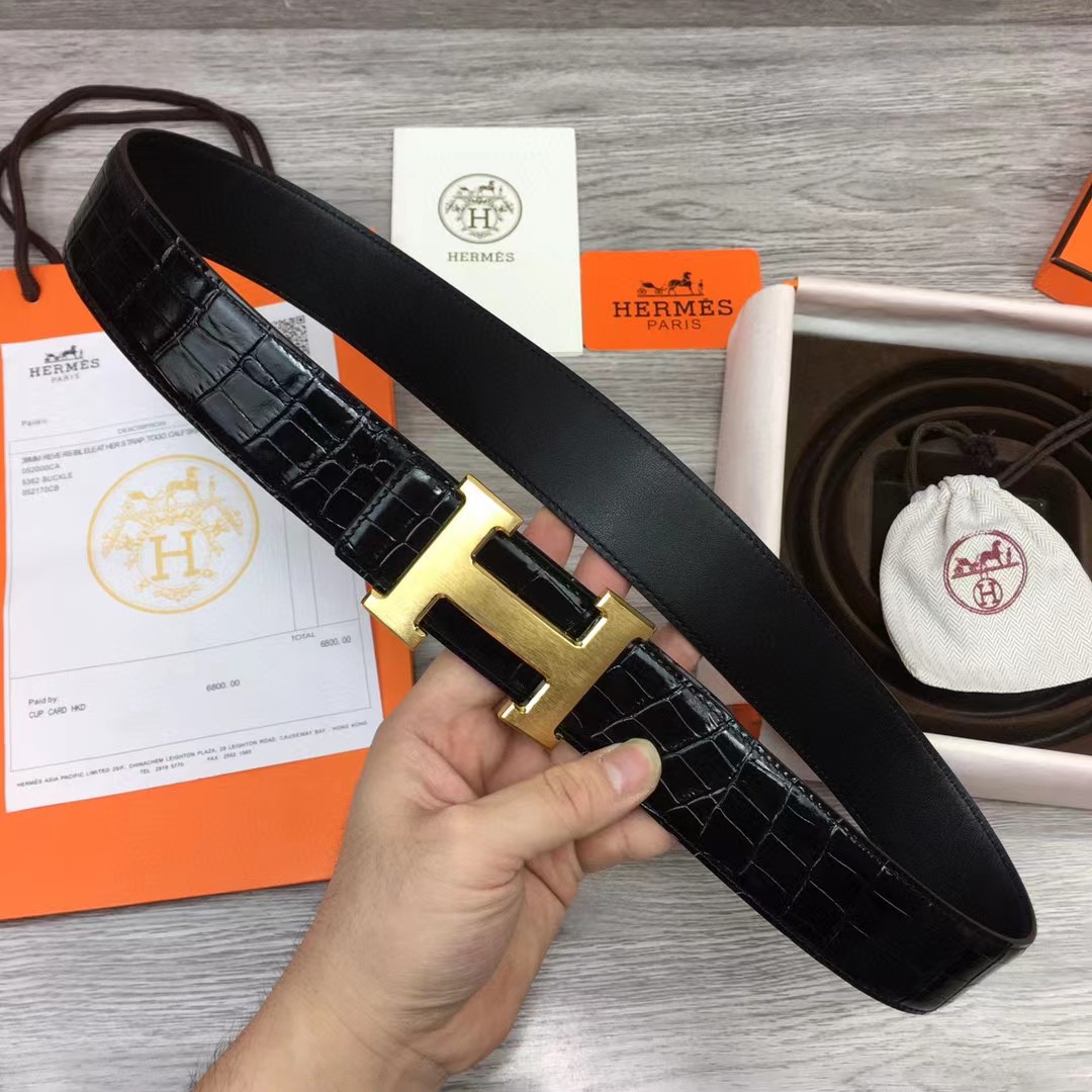 Hermes Black Leather Belt - everydesigner