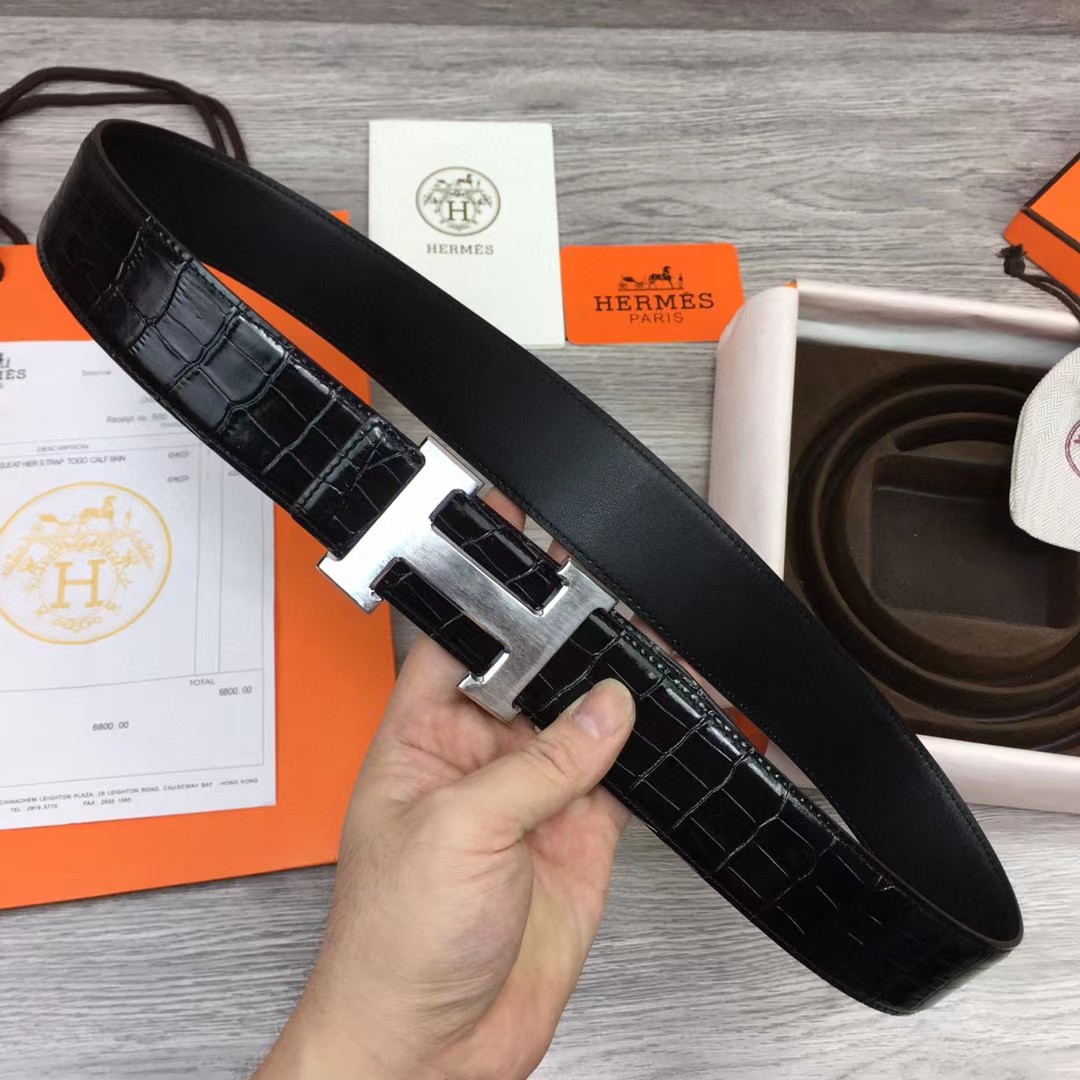 Hermes Black Leather Belt - everydesigner