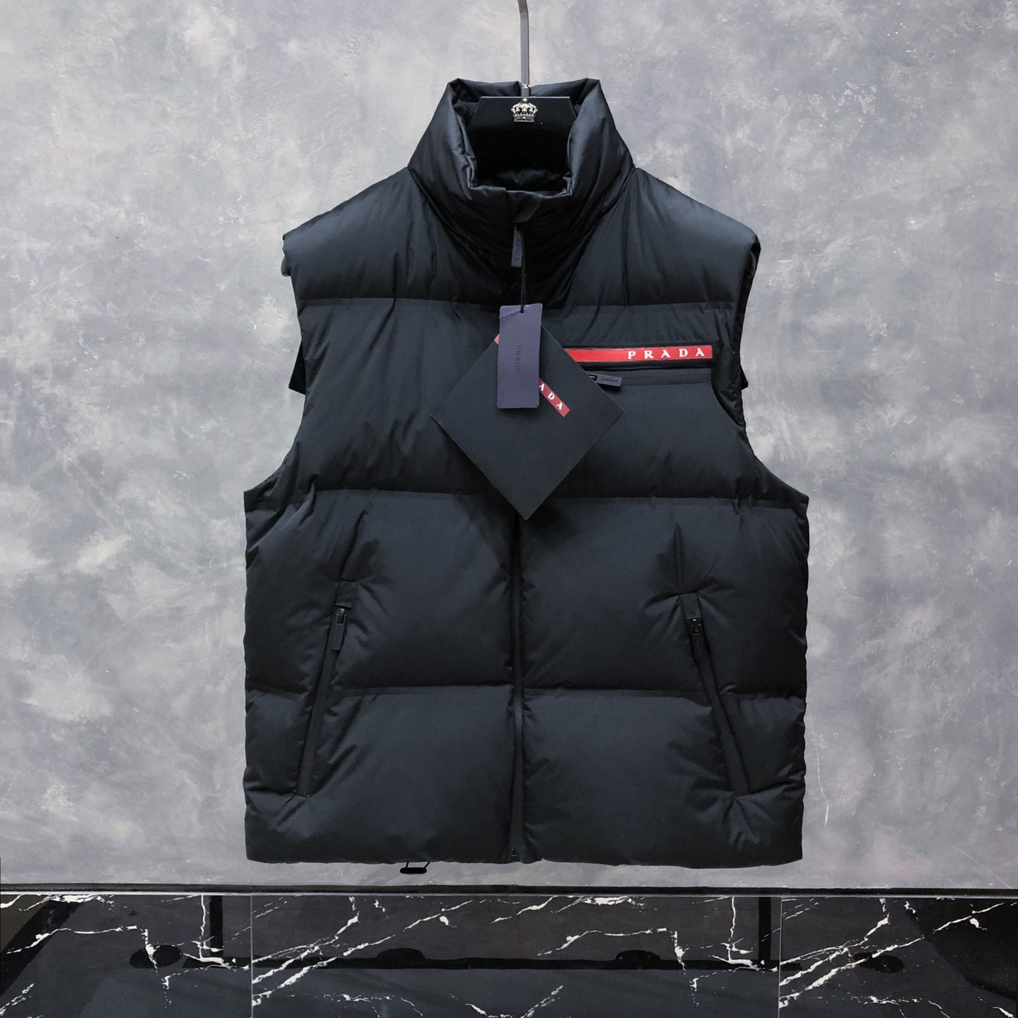 Prada Prada Logo Vest Jacket In Black - everydesigner