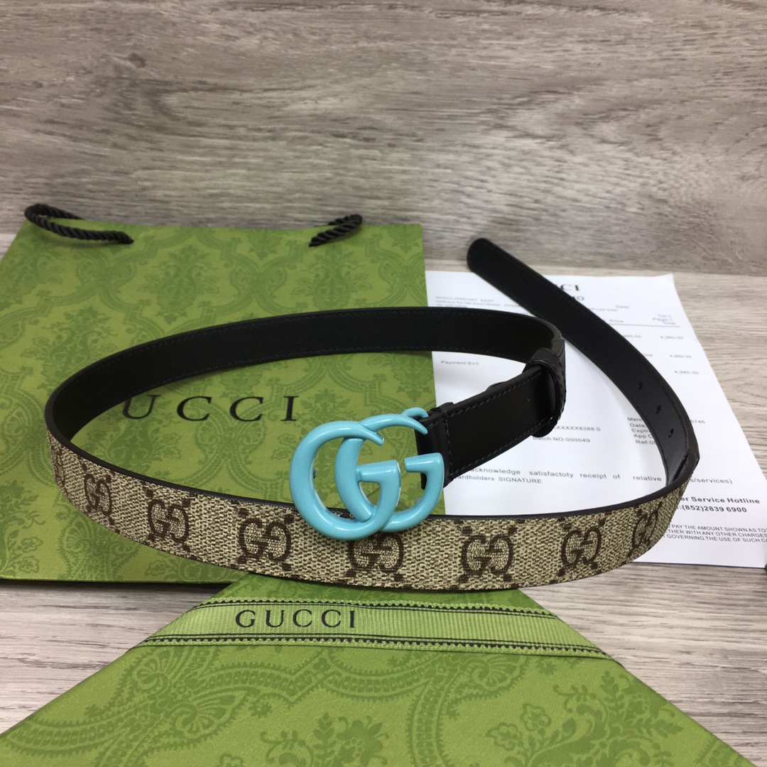 Gucci  Leather Belt With Double G Buckle  (2cm) - everydesigner