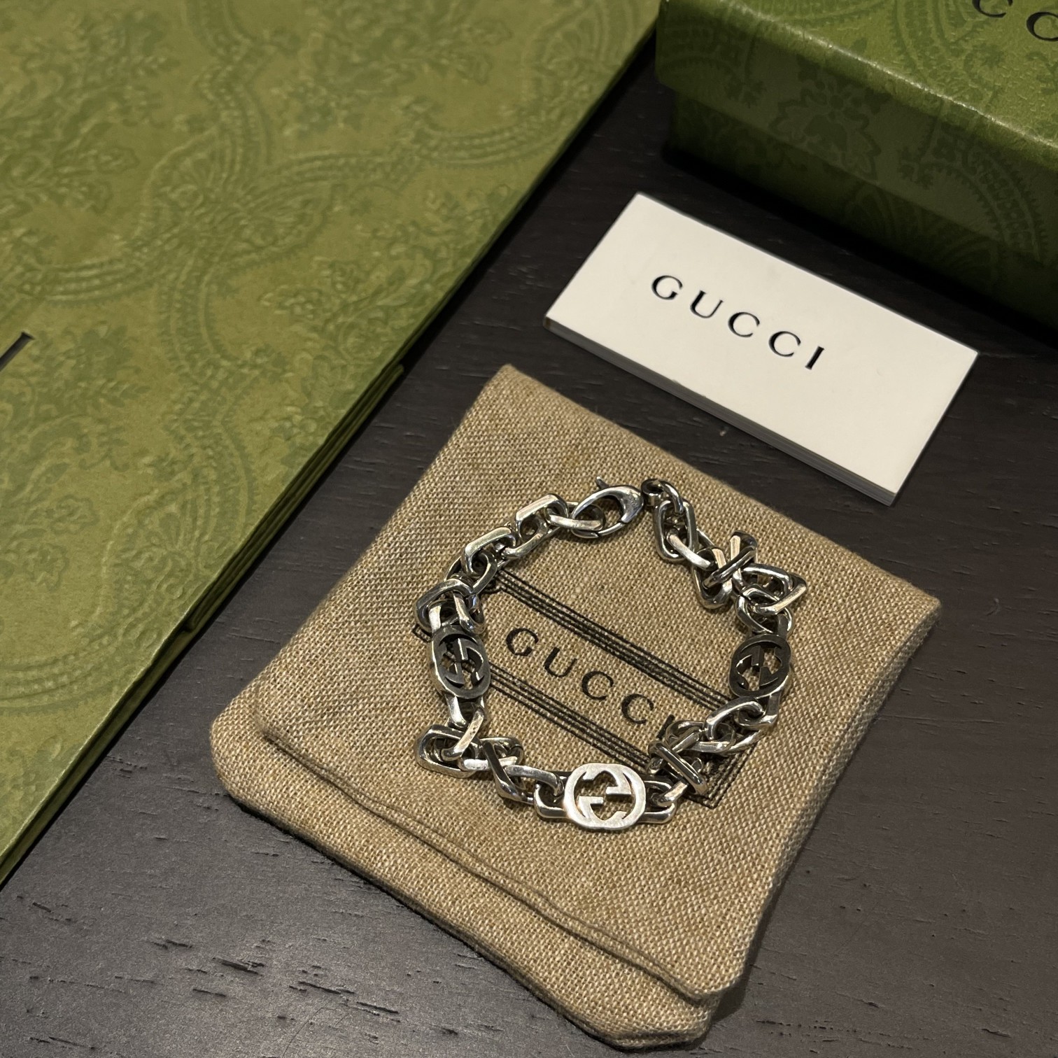 Gucci Silver Bracelet With Interlocking G - everydesigner