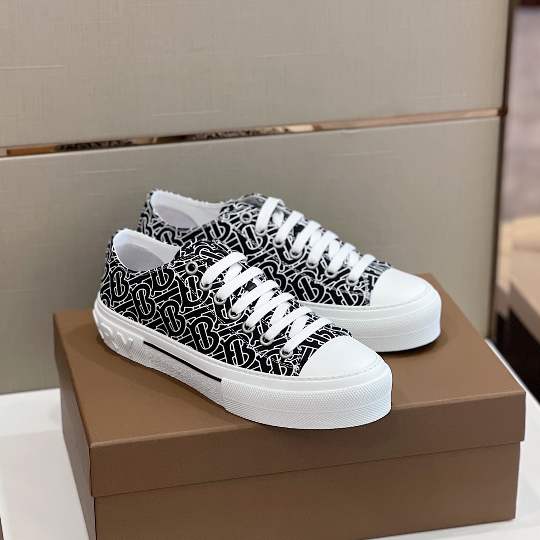 Burberry Monogram Print Cotton Sneakers - everydesigner