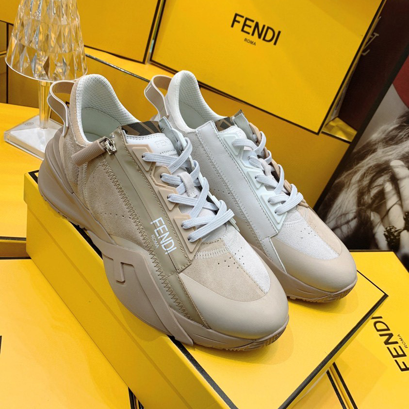 Fendi Flow Beige Suede Low-Tops Sneakers - everydesigner