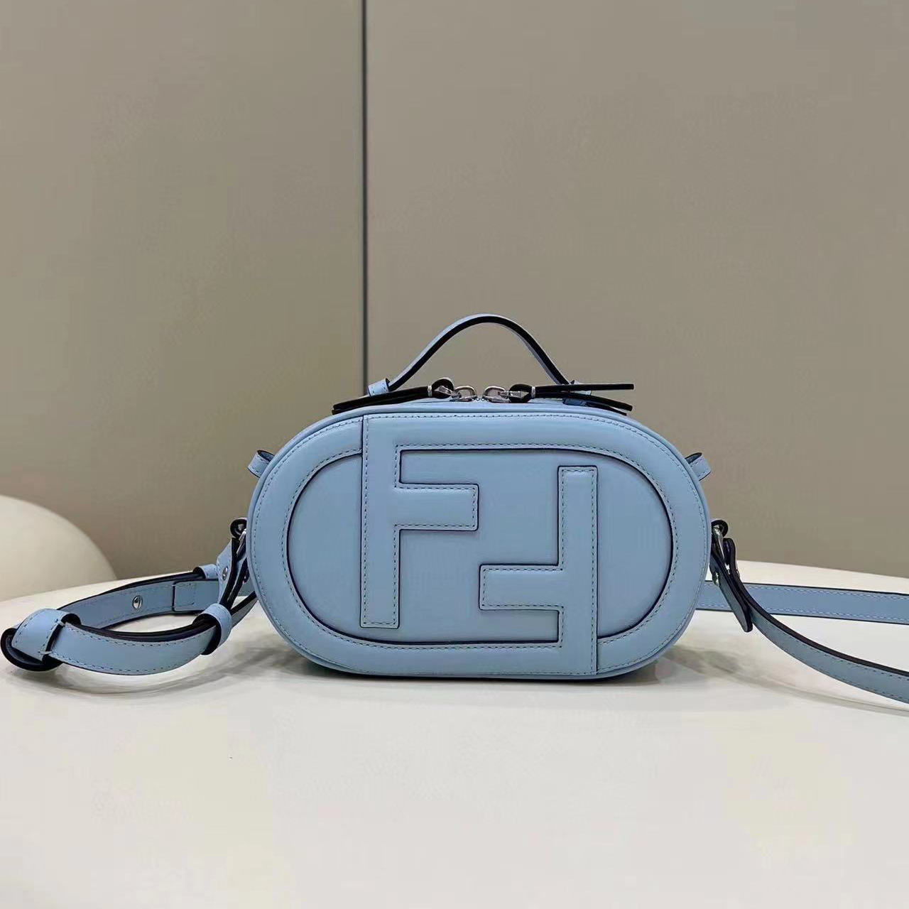 Fendi O’Lock Mini Camera Case Light Blue Leather Mini Bag(21-8-13CM) - everydesigner