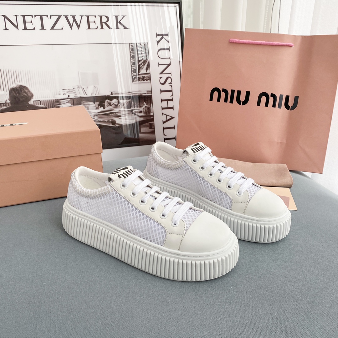 Miu Miu Mesh Flatform Sneakers - everydesigner