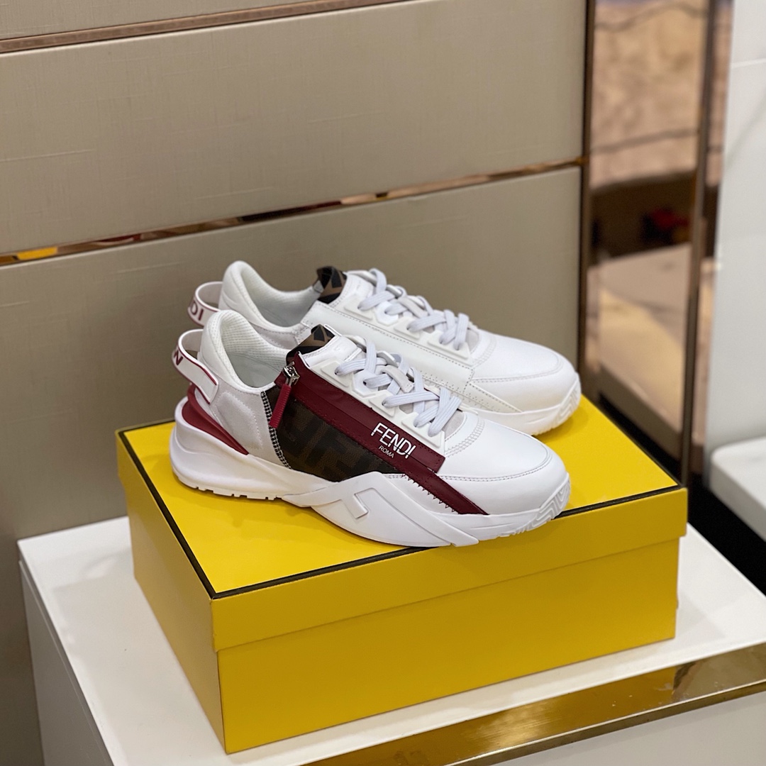 Fendi Flow White Leather Sneakers - everydesigner