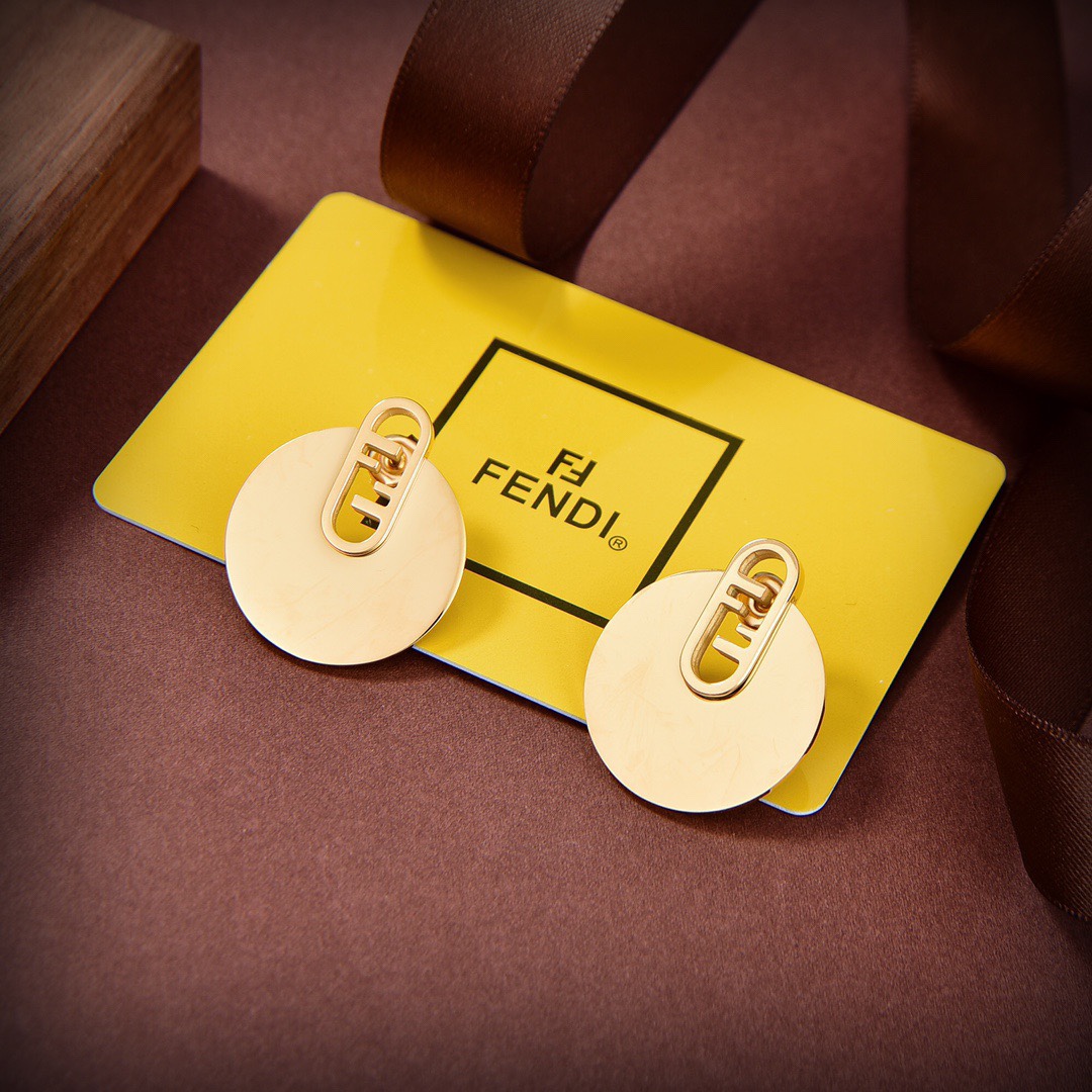 Fendi O’Lock Gold-Coloured Earrings - everydesigner