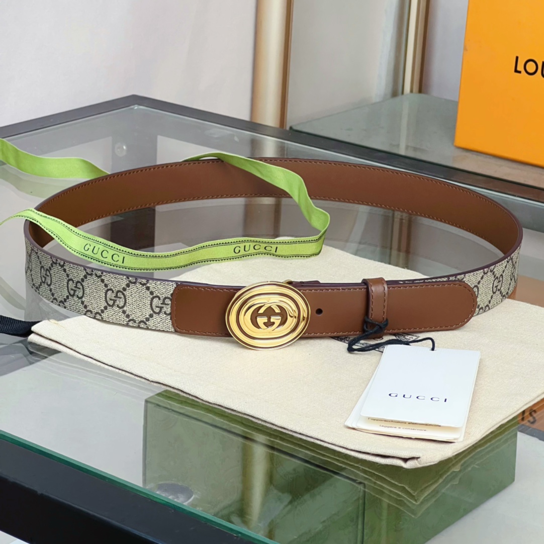 Gucci  Belt With Interlocking G Oval Buckle - everydesigner