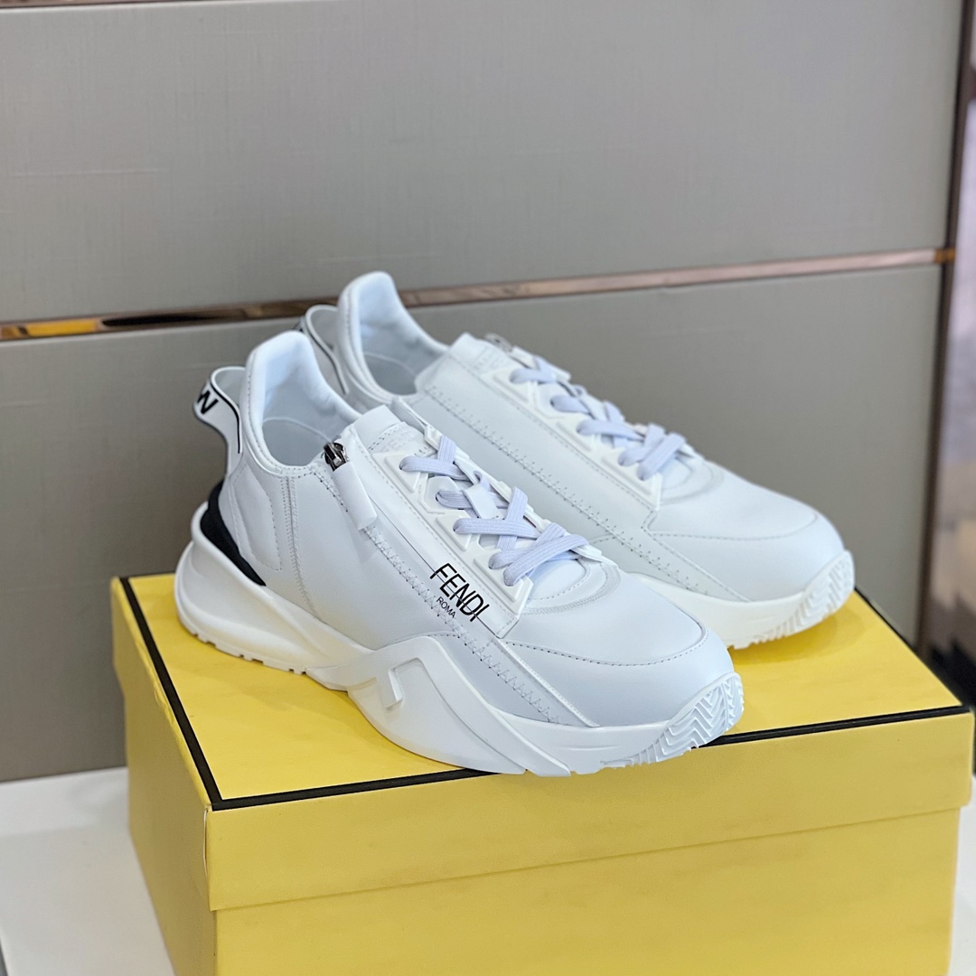 Fendi Flow White Leather Low-Tops Sneakers - everydesigner