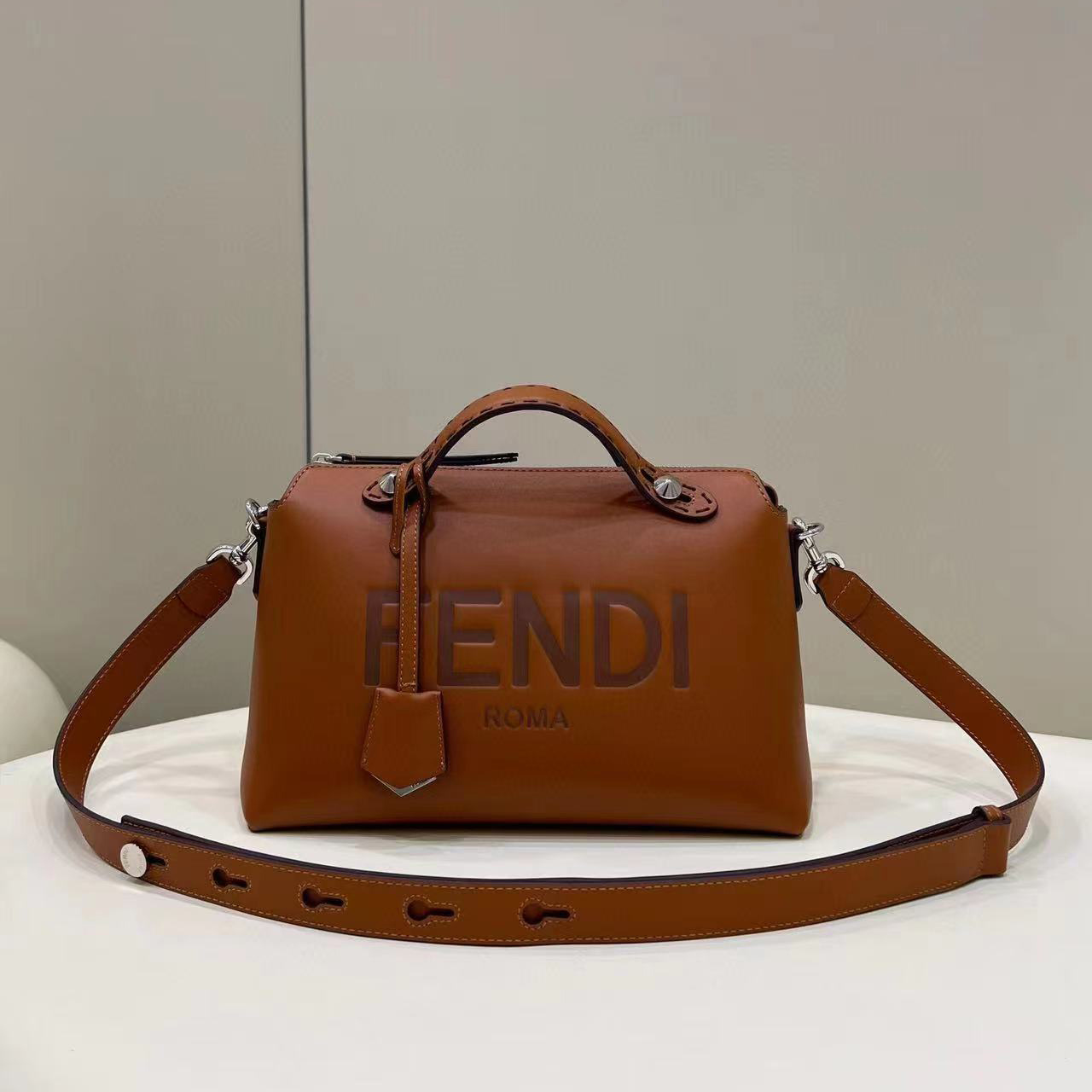 Fendi By The Way Medium Brown Leather Boston Bag(28-20-11CM) - everydesigner