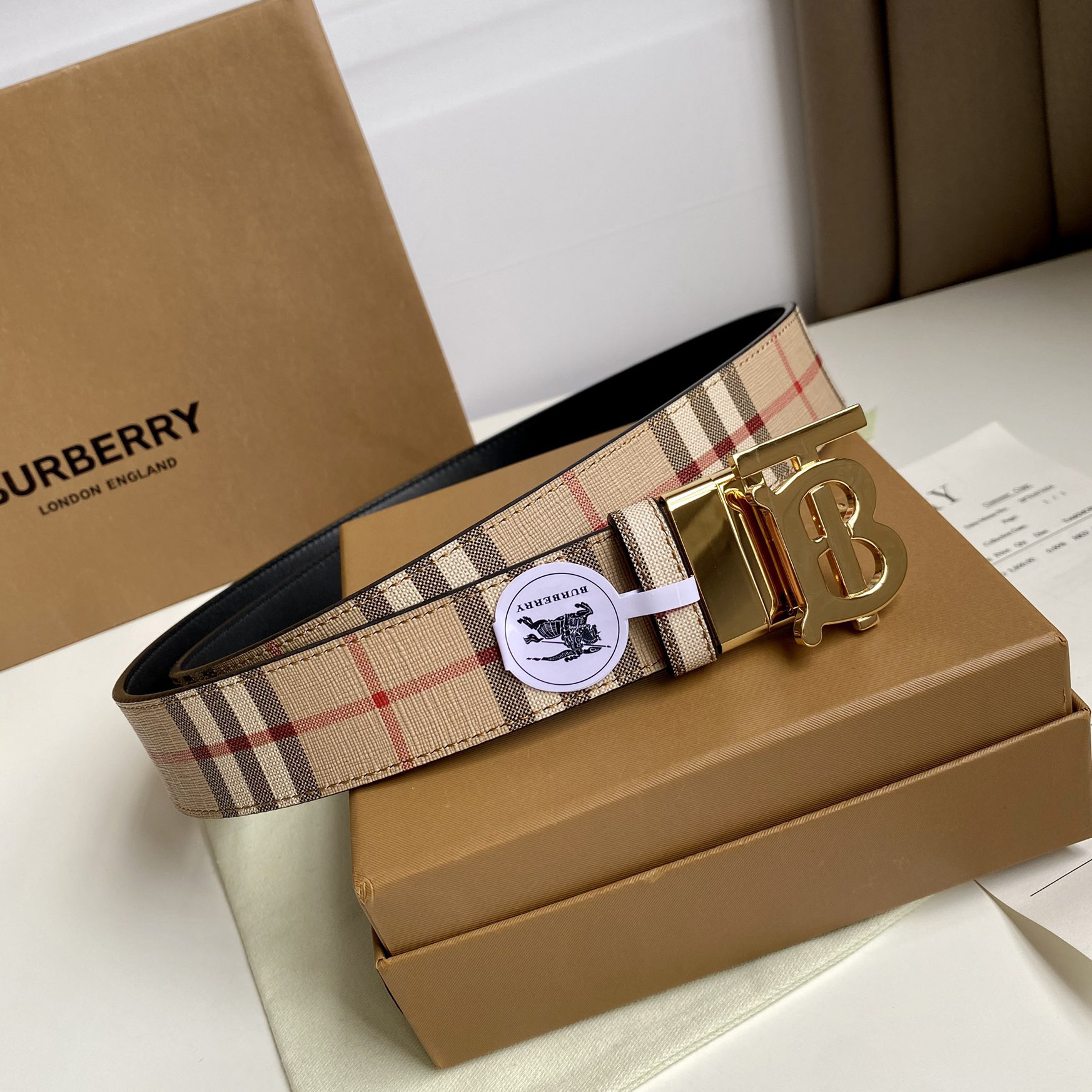 Burberry TB Monogram Vintage Check Bel—35mm - everydesigner