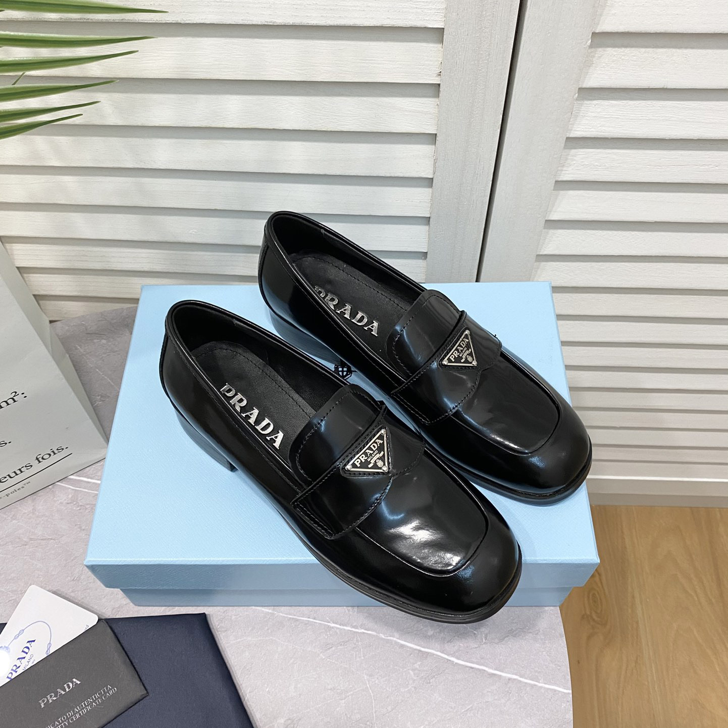 Prada Chocolate Brushed Leather Loafers - everydesigner